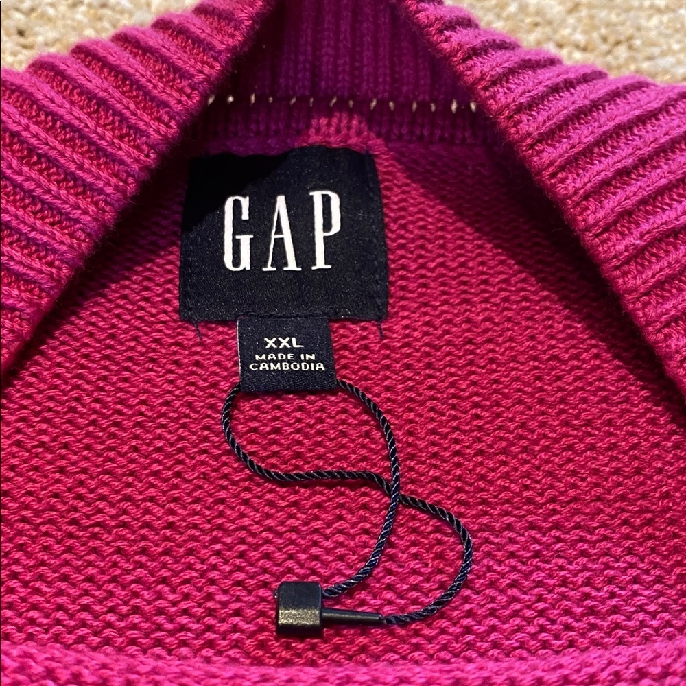 GAP Cotton Crew Neck Wide Sleeve Side Vented Sweater Pullover Magenta Pink XXL